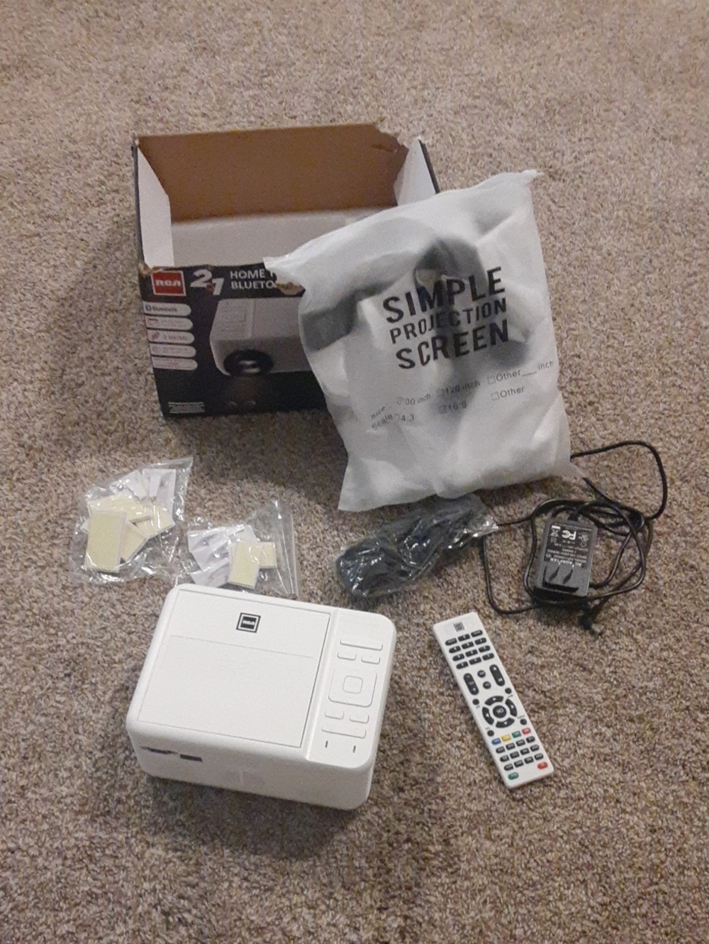 RCA RPJ240 White Portable Mini Projector - Projection Screen Included